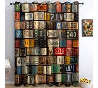 License Plates From Different Countries Blackout Curtains Bedroom Super Soft Thermal Insulated Eyelet Blackout Drapes Pencil Pleat Curtains for Living Room 55 x 102 Inch, Multicolor, 2 Panels