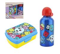 Licensed 2Pcs Kids The Followings Blue Lunchbox and Sports Water Bottle Set Travel Picnic Set for Girls and Boys