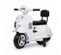 Licensed Classic Vespa 6V Kids Electric Ride-on Scooter Motorcycle White | 4-Wheel Stable Toddler Motorbike with Training Wheels, Ride-On Toy for Ages 3-7