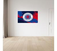 Licensed Décor Rangers Football Club Vinyl Wall Stickers - Medium (100cm (w) x 60cm (h) - Full Colour Crest on Textured Background, Blue