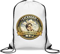 Licensed Dreamer Looking At Stars And Moon Gym Sack Casual Drawstring Bag White
