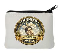 Licensed Dreamer Looking At Stars and Moon Neoprene Coin Purse Pouch 10x11cm White