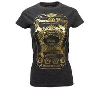Licensed Harry Potter Chocolate Frog Gold Foil Print Ladies/Girls T-Shirt Top | Official Honeydukes Wizarding World Apparel | Soft Cotton Tee Gift for Potter Fans (L)