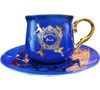 Licensed Harry Potter Cup and Saucer Set - Chocolate Frog Porcelain Tea Cup with Gold Accents, Wizarding World Collector Mug Gift