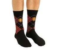 Licensed Harry Potter Gryffindor Argyle Knitted Socks | Embroidered Gryffindor Crest | Unisex Size UK 6-11 | Premium Cotton Blend House Socks