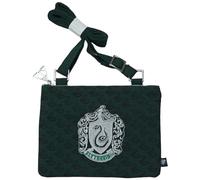 Licensed Harry Potter Hogwarts House Cross Body Messenger Bag - Adjustable Strap Shoulder Bag - Gryffindor, Slytherin, Ravenclaw, Hufflepuff & Hogwarts Crest (Green-Slytherin)