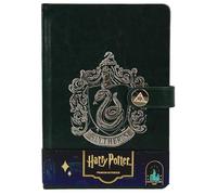 Licensed Harry Potter House notebook journal, parchment paper, house logo, house history, Gold printed house crest logo in front, Hogwarts, Gryffindor, Slytherin, Hufflepuff and Ravenclaw (Slytherin)