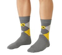 Licensed Harry Potter Hufflepuff Argyle Knitted Socks | Embroidered Hufflepuff Crest | Unisex Size UK 6-11 | Soft Cotton Blend Hogwarts House Socks