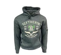Licensed Harry Potter Unisex Slytherin Hoodie, Chainette fabric and Puff Print, Hooded Sweatshirt, with Embroidered Quidditch flag on sleeves (UK, Alpha, XL, Regular, Regular, Slytherin)