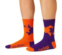Licensed Harry Potter Weasleys Mens Crew Socks, Colour One Sock oranange, one in purple, Size 6-11 (39-46 Euro) Odd Sock Design