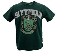 Licensed Kids Unisex Harry Potter Slytherin T-Shirt - Official Hogwarts House Crest Tee with Raised Puff Print - Ages 1 to 13 Years, Green (UK, Age, 5 Years, 6 Years, Regular, Green)