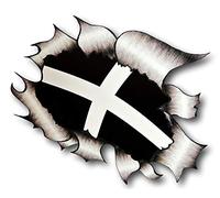 Licensed LARGE Ripped Torn Metal Rip Design With Cornish Cornwall Surf Surfing Newquay Flag Motif External Vinyl Car Sticker 205x160mm