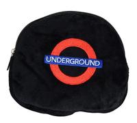 Licensed London Underground Plush Coin Purse, Front Underground Embroidery Back Mind The Gap Emnroidery, Jet Black Colour