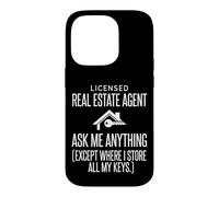 Licensed Real Estate Agent Ask Me Anything House Key Graphic Case for iPhone 14 Pro