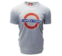 Licensed TFL™ Camden Town Unisex T-Shirt - Official London Underground™ Roundel Design - Black & Grey - 100% Cotton Casual Tee (UK, Alpha, S, Regular, Regular, Grey)