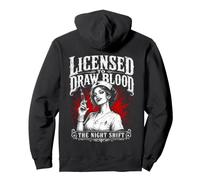 Licensed To Draw Blood Night Shift Nurse Vampire Humor Pullover Hoodie
