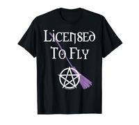 Licensed to Fly Purple Broomstick Halloween Cheeky Witch T-Shirt