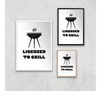 Licensed To Grill Art Print - A3 - Black Frame