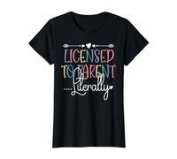 Licensed to Parent Literally Value Graphic T-Shirt, Women, Black, M