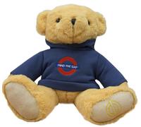 Licensed Underground 25CM Teddy Bear with real hoodie embroidered in 3 Styles Mind the Gap, Underground, London (Mind the Gap)