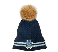 Licensed Unisex Harry Potter Ravenclaw Cable Knit ski hat Beanie with Detachable Pom Pom, Suitable for Adults and Teens. Navy