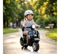 Licensed Vespa Kids Electric Scooter, 6V 4-Wheel Toddler Ride on Motorcycle | Retro Vintage Ride-on Toy with Anti-Rollover Training Wheels, Headlight & Backrest, PP Body for Kids 3-7 Years Old