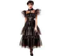 Licensed Wednesday Addams Girls Ladies Halloween Fancy Dress Costumes + Wigs Kid