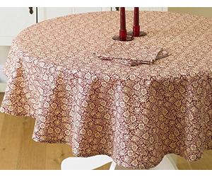 Licensed William Morris Mallow Wine 147 cm Round Cotton Floral Tablecloth