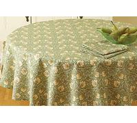 Licensed William Morris Pimpernel Green 147cm Round Cotton Floral Tablecloth