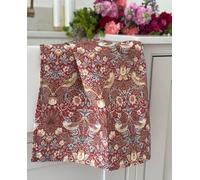 Licensed William Morris Red Strawberry Thief 100% Cotton Floral Tea Towel