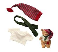 LICHADUOLE 9-12"/30cm Plush Outfit Set: Corduroy Overalls + Knit Sweaters for medium Bartholomew bear doll clothing for Fuller-Figured Teddy Bears(NO DOLL)