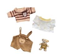 LICHADUOLE 9-12"/30cm Teddy Bear Clothes Stuffed Animals Corduroy Overalls, Striped Sweater ,Tee 3-Piece Set for Medium Bartholomew Bears（NO Doll）