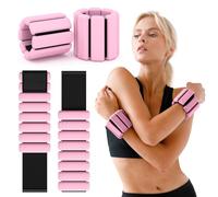 Lichamp 2PCS Adjustable Wrist Weights Ankle Weight Set (1lb Each, 2lbs Total) Adjustable Wrist Weights Bracelet for Yoga Pilates Dance Barre Walking Gym Exercise Walking Running Pink