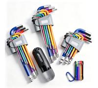 Lichamp 37-Piece Rainbow Allen Wrenches Sets, Torx Metric Hex Key Set with Colored Foldable Short and Long Arm, Ball and Torx End, Metric 1.5 to 10mm, T10 to T50