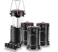 Lichamp 4 Pack LED Camping Lanterns, Rechargeable Lantern Flashlight COB Camp Light for Power Outages, Camping Supplies and Home Hurricane Supplies, E4BK