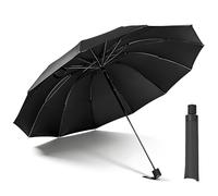 Lichamp 54-Inch Large Golf Umbrella 12 Rib Manual Open 3-Fold Compact Reverse Umbrella Folding Extra Large Oversized, Windproof & Rainproof & Sun Protection for 2-3 People, for Men Women Family