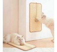 Lichamp Cat Scratch Mat 25 x 50 cm Natural Sisal Cat Scratch Mat with Sisal Ball Toy,Protects Furniture & Sofa, Encourages Healthy Scratching for Cats Play & Claw Maintenance Beige