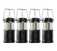 Lichamp LED Camping Lantern, 4 Pack Battery Powered Flashlight for Power Outages, Portable Collapsible Hanging Light Essential for Home, Outdoor, Emergency Lamp Survival Kit Gear for Hurricane, Black