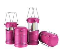 Lichamp LED Camping Lantern, 4 Pack Battery Powered Flashlight for Power Outages, Portable Collapsible Hanging Light Essential for Home, Outdoor, Emergency Lamp Survival Kit Gear for Hurricane, Pink