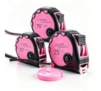 Lichamp Pink Tape Measure Set - 10ft x 5/8in, 16ft x 3/4in, 25ft x 1in, 04MXPK