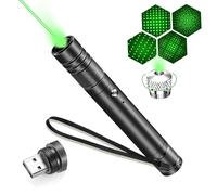 Lichamp Portable Long Distance Green Light Flashlight USB Teaching Flashlight Teaching & Presentation Torch for Outdoor Camping Night Hiking Cat Toy Classroom Astronomy Enthusiasts with Wrist Strap