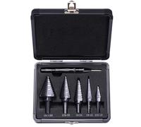 Lichamp Step Drill Bit Set for Metal Sheet Heavy Duty, 5-Piece Premium M2 HSS Step Up Down Drill Bits Stepper Unibit for Steel Hole, 50 Sizes from 1/8 to 1-3/8 inches