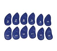 Lichee Pattern PU Leather Golf Putter Cover Set, 12PCS Universal Soft Headcover with Numbered Marking, for Right and Left Handed Golfers, Neoprene Buckle Closure (Royal blue lychee pattern)