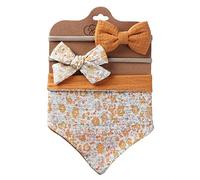 LICHENGTAI 3 Pcs Baby Headbands with Triangle Cloth Bib, Nany Girls Elastic Headband Girls Hair Band Baby Accessories Hair Accessories Suitable for Gifts and Parties