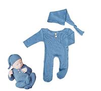 LICHENGTAI Baby Photography Prop Outfits, 2 Pcs Newborn Photoshoot Costumes Set Knitted Romper Clothes Outfits with Hat Baby Photo Photography Prop Accessories for 0-6 Months Boys Girls