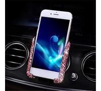 LICHENGTAI Bling Car Phone Holder, Universal Bling Crystal Diamonds Air Vent Snap-in Phone Mount Stand 360 Adjustable Dashboard Phone Mount for Women Girls, Pink