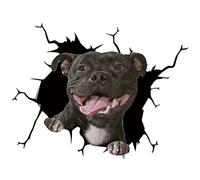 LICHENGTAI Dog Car Stickers, 4PCS Car Crack Decals Car Sticker Window Clings Decorations, Realistic Dog 3D Car Crack Decal for Dogs Lover, Funny Pitbull Dachshund Husky Bulldog Crack Car Sticker