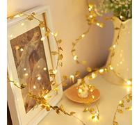 LICHENGTAI LED Fairy Lights, 2M 20LEDs Golden Leaves Fairy Lights Warm White Light Curtain Battery Operated Christmas Lights Decoration for Christmas Birthday Wedding DIY Home Decoration