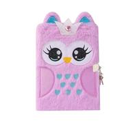 LICHENGTAI Plush Diary with Lock Girls Plush Journal Notebook Cute Owl Travel Notebook A5 Paper Cartoon Diary Journal Back to School Gifts for Kids Girls Aged 6-13