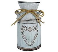 LICHENGTAI Vintage Metal Vase, French Style Rustic Shabby Chic Galvanized Primitive Pitcher Flower Vase, Farmhouse Country Jug Vase Holder for Home Decoration